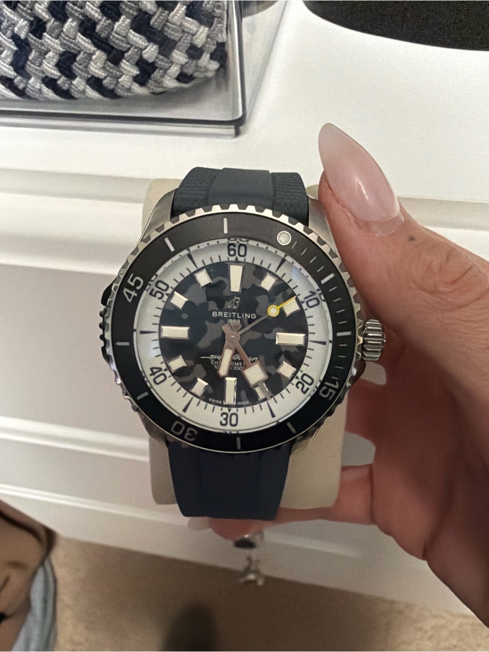 Breitling Men's Black, White and Blue Dive Watch